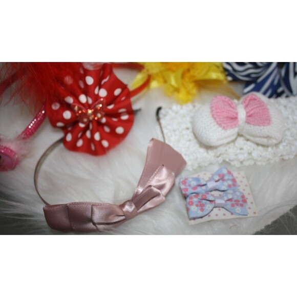 Lot of 7 Girls Hair Accessories Headbands Bows Clips Colorful NIP - Picture 4 of 4